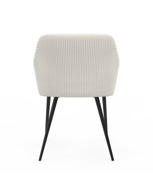 2 Chaises Jenny avec accoudoirs en velours côtelé crèmes - 51x56x76 cm