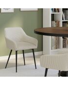 2 Chaises Jenny avec accoudoirs en velours côtelé crèmes - 51x56x76 cm