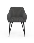 2 Chaises Jenny avec accoudoirs en velours côtelé gris foncé - 51x56x76 cm