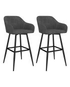 2 Tabourets de bar Ariana avec accoudoirs en velours tabouret gris foncé/pieds en métal noir - 47x46x93? cm