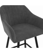 2 Tabourets de bar Ariana avec accoudoirs en velours tabouret gris foncé/pieds en métal noir - 47x46x93? cm