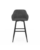 2 Tabourets de bar Ariana avec accoudoirs en velours tabouret gris foncé/pieds en métal noir - 47x46x93? cm