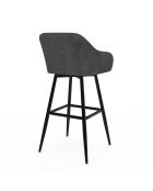 2 Tabourets de bar Ariana avec accoudoirs en velours tabouret gris foncé/pieds en métal noir - 47x46x93? cm