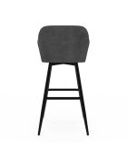2 Tabourets de bar Ariana avec accoudoirs en velours tabouret gris foncé/pieds en métal noir - 47x46x93? cm
