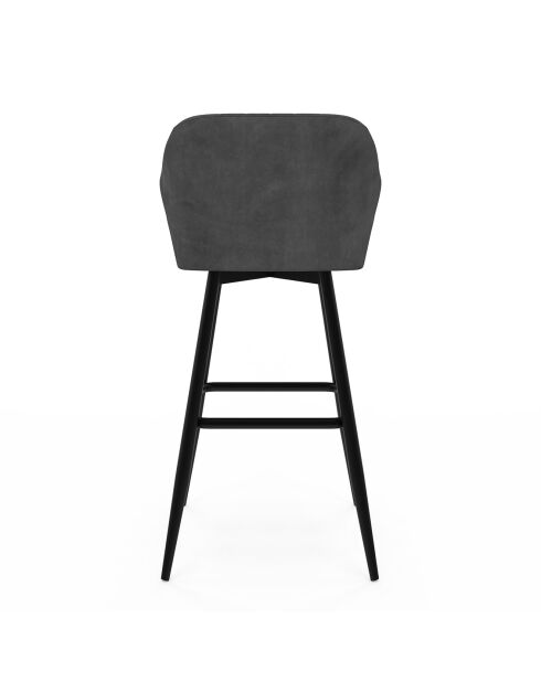 2 Tabourets de bar Ariana avec accoudoirs en velours tabouret gris foncé/pieds en métal noir - 47x46x93? cm