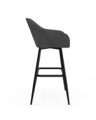 2 Tabourets de bar Ariana avec accoudoirs en velours tabouret gris foncé/pieds en métal noir - 47x46x93? cm