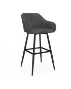 2 Tabourets de bar Ariana avec accoudoirs en velours tabouret gris foncé/pieds en métal noir - 47x46x93? cm