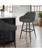 2 Tabourets de bar Ariana avec accoudoirs en velours tabouret gris foncé/pieds en métal noir - 47x46x93? cm