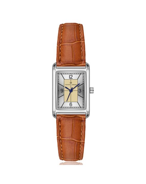 Montre Homme en Cuir effet croco marron