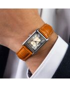 Montre Homme en Cuir effet croco marron