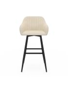 2 Tabourets de bar Ariana avec accoudoirs en velours tabouret crème/pieds en métal noir - 47x46x93? cm