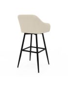 2 Tabourets de bar Ariana avec accoudoirs en velours tabouret crème/pieds en métal noir - 47x46x93? cm