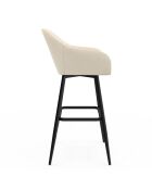 2 Tabourets de bar Ariana avec accoudoirs en velours tabouret crème/pieds en métal noir - 47x46x93? cm