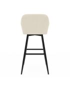 2 Tabourets de bar Ariana avec accoudoirs en velours tabouret crème/pieds en métal noir - 47x46x93? cm