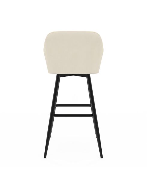 2 Tabourets de bar Ariana avec accoudoirs en velours tabouret crème/pieds en métal noir - 47x46x93? cm