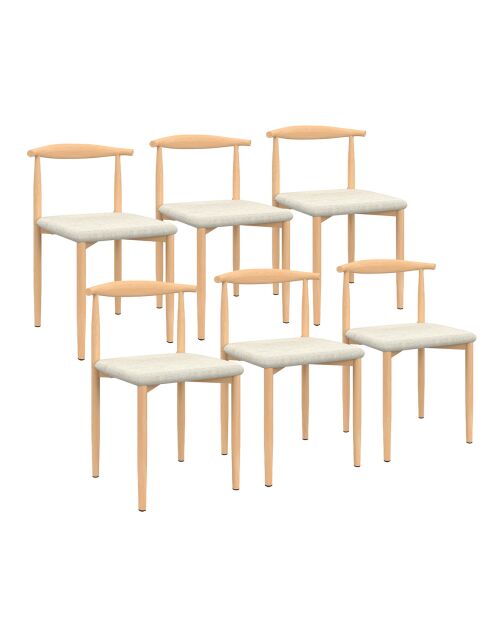 6 Chaises Adam en tissu beiges - 50x48x74 cm