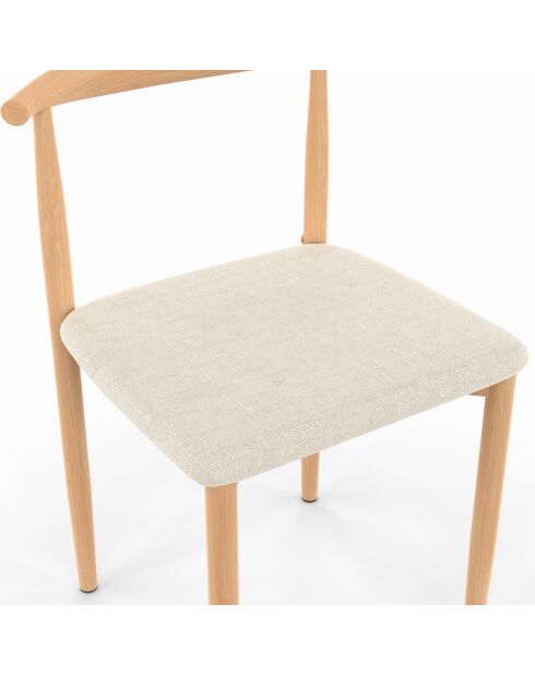 6 Chaises Adam en tissu beiges - 50x48x74 cm