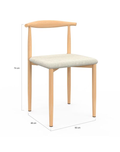 6 Chaises Adam en tissu beiges - 50x48x74 cm