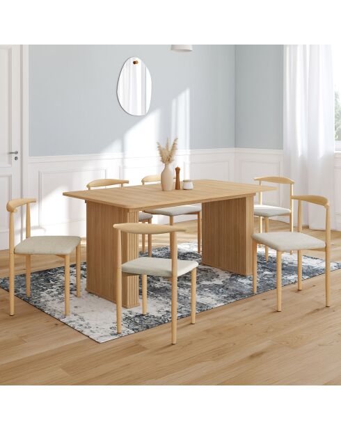 6 Chaises Adam en tissu beiges - 50x48x74 cm