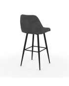 2 Tabourets de bar Olivia assise velours gris foncé  - 44x46x92? cm