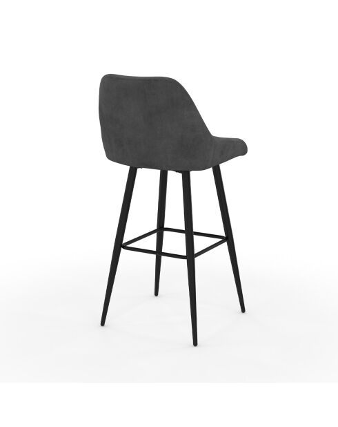 2 Tabourets de bar Olivia assise velours gris foncé  - 44x46x92? cm