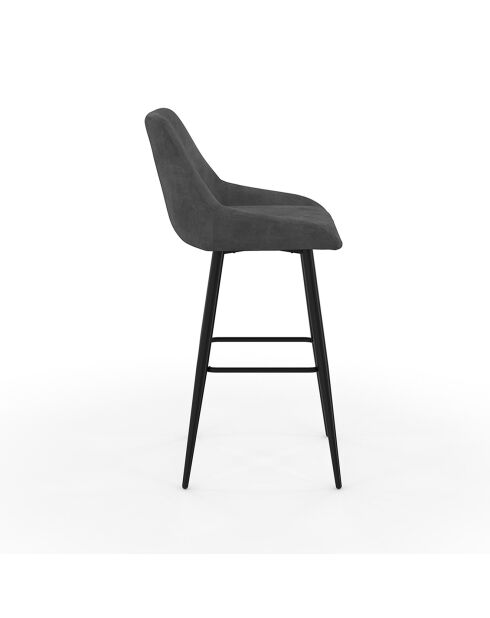 2 Tabourets de bar Olivia assise velours gris foncé  - 44x46x92? cm