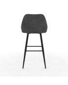 2 Tabourets de bar Olivia assise velours gris foncé  - 44x46x92? cm