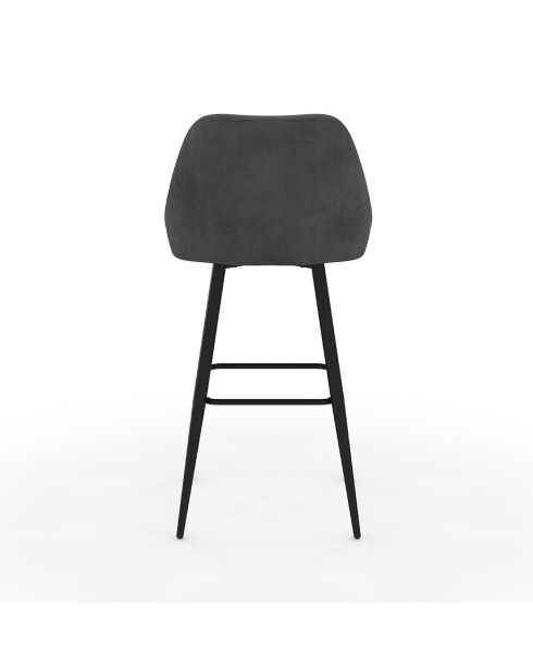 2 Tabourets de bar Olivia assise velours gris foncé  - 44x46x92? cm