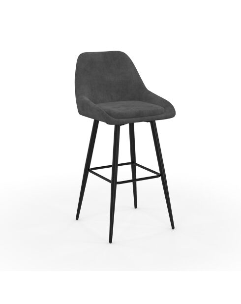 2 Tabourets de bar Olivia assise velours gris foncé  - 44x46x92? cm