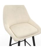 2 Tabourets de bar Olivia assise velours crèmes - 44x46x92? cm
