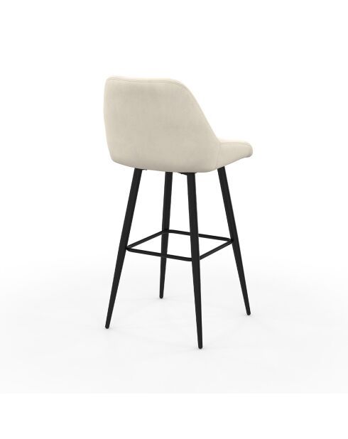 2 Tabourets de bar Olivia assise velours crèmes - 44x46x92? cm