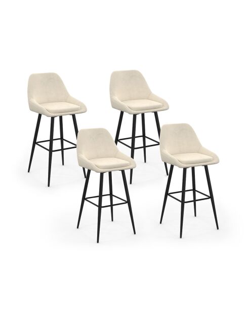 4 Tabourets de bar Olivia assise velours crèmes - 44x46x92? cm
