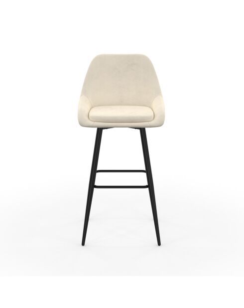 4 Tabourets de bar Olivia assise velours crèmes - 44x46x92? cm