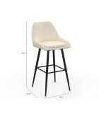 4 Tabourets de bar Olivia assise velours crèmes - 44x46x92? cm