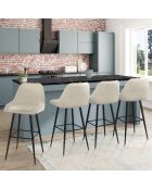 4 Tabourets de bar Olivia assise velours crèmes - 44x46x92? cm