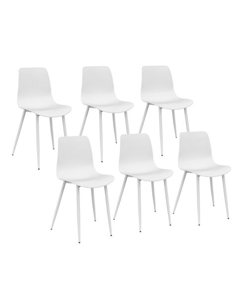 6 Chaises Nala blanches - 44x48x79 cm