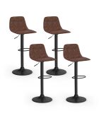 4 Tabourets de bar réglables Edison marron - 39x42x83/104 cm
