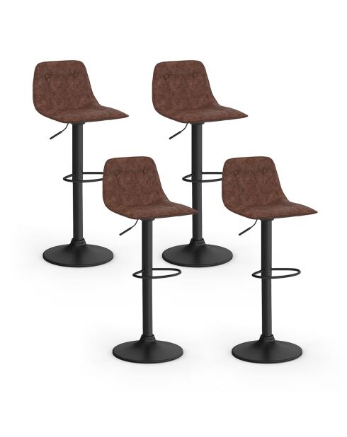 4 Tabourets de bar réglables Edison marron - 39x42x83/104 cm