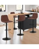 4 Tabourets de bar réglables Edison marron - 39x42x83/104 cm