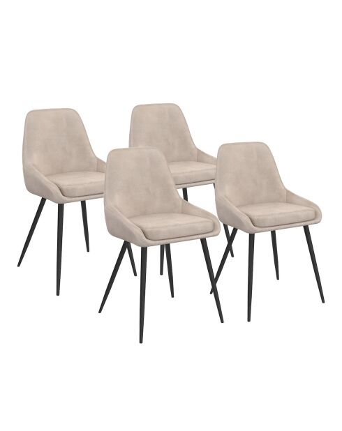 4 Chaises Olivia en velours taupe  - 47.5x54x79 cm