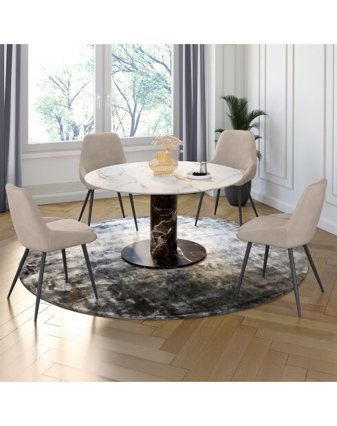 4 Chaises Olivia en velours taupe  - 47.5x54x79 cm