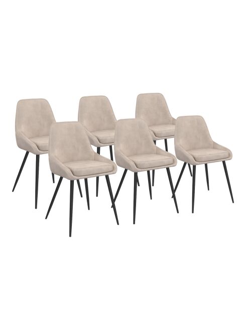 6 Chaises Olivia en velours taupe - 47.5x54x79 cm