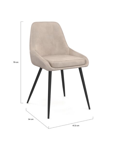 6 Chaises Olivia en velours taupe - 47.5x54x79 cm