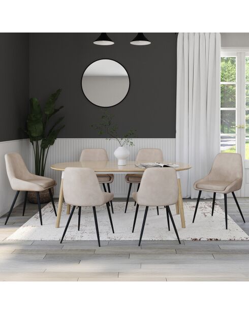 6 Chaises Olivia en velours taupe - 47.5x54x79 cm