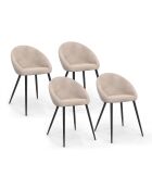 4 Chaises Dory en velours taupe - 54x52x77 cm