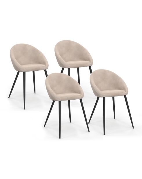 4 Chaises Dory en velours taupe - 54x52x77 cm