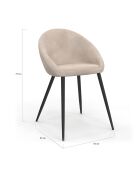 4 Chaises Dory en velours taupe - 54x52x77 cm