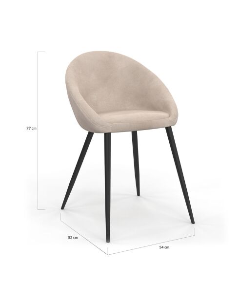 4 Chaises Dory en velours taupe - 54x52x77 cm