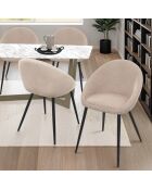 4 Chaises Dory en velours taupe - 54x52x77 cm