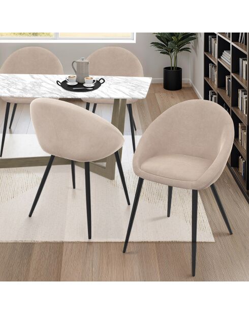 4 Chaises Dory en velours taupe - 54x52x77 cm